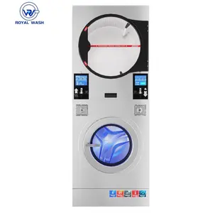 Royal Wash Coin Or Card Controller Commercial Fully Automatic Stack Washer Dryer Washing And Drying Machine