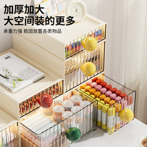 <b>Drawer</b> Style <b>Storage</b> Box With Handles Stackable Office Organizer For Cosmetics Toys Figurines Desktop Use Solid Color Rectangle - Product Image 4