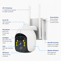 Caméra de surveillance extérieure solaire haute définition 2K, étanche IP65, vision nocturne, imagerie thermique, prise en charge de la carte SIM 4G, WiFi