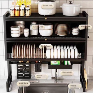 Étagère <span class=keywords><strong>de</strong></span> <span class=keywords><strong>rangement</strong></span> double couche pour évier <span class=keywords><strong>de</strong></span> cuisine, évier <span class=keywords><strong>de</strong></span> <span class=keywords><strong>vaisselle</strong></span>, comptoir d'évier, armoire anti-poussière pour <span class=keywords><strong>vaisselle</strong></span> - Product Image 4