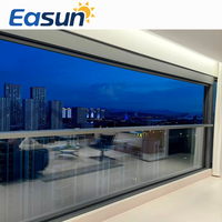 Ventana de elevación eléctrica de aluminio grande, tragaluces de vidrio deslizantes verticales automáticos, vidrio templado doble de acero inoxidable