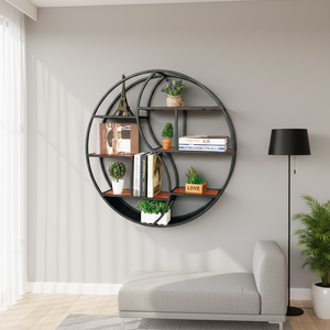 Étagère murale ronde en fer vieilli moderne pour <span class=keywords><strong>bibliothèques</strong></span> de rangement simples pour le salon - Product Image 3