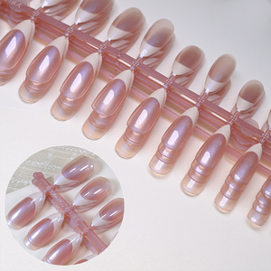120 pièces de faux <span class=keywords><strong>ongles</strong></span> courts en forme d'amande <span class=keywords><strong>rose</strong></span>, à presser, couvrant entièrement l'ongle, avec paillettes, lustré <span class=keywords><strong>nacré</strong></span>, faux <span class=keywords><strong>ongles</strong></span> en acrylique artificiels - Product Image 5