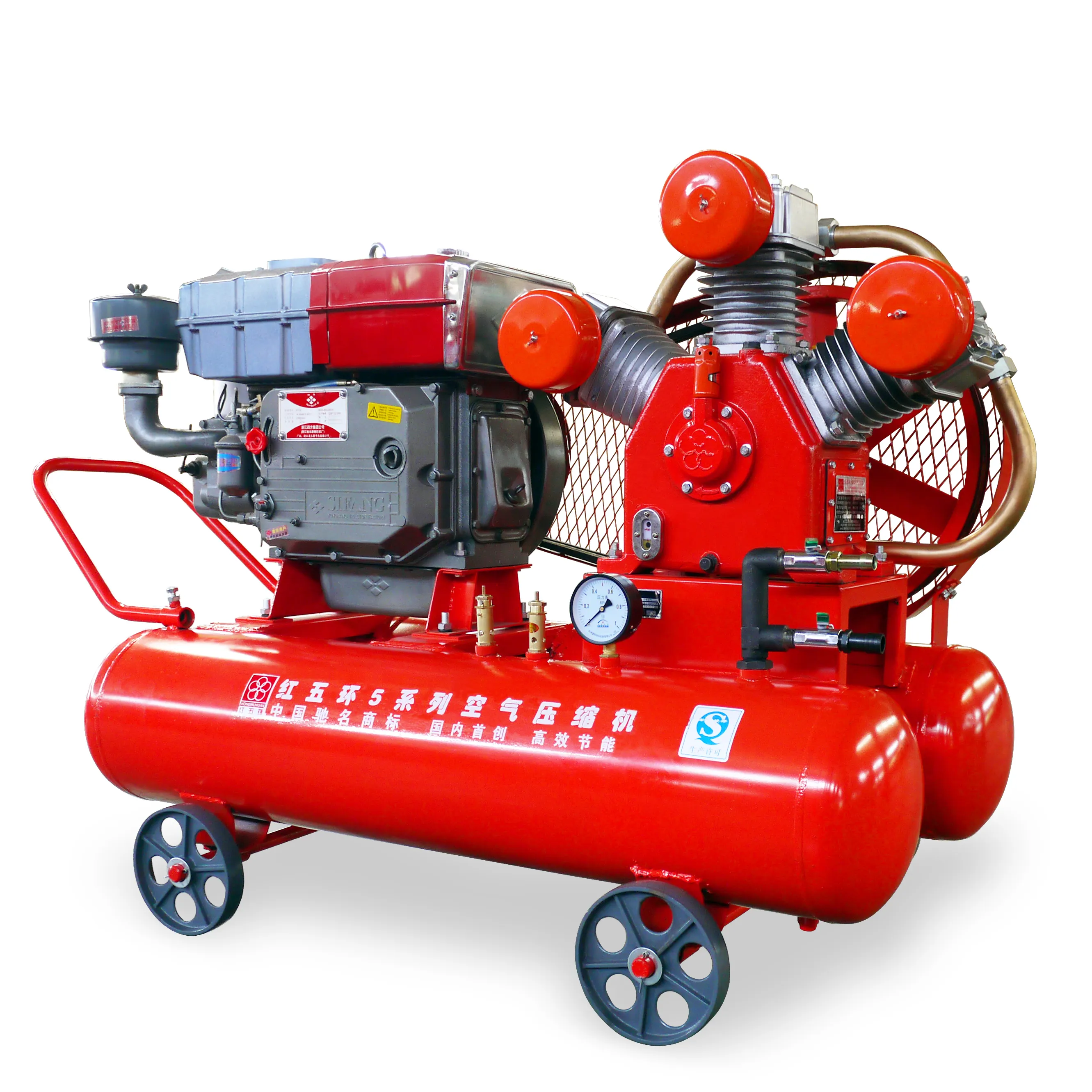 Compressor de ar pequeno para motor Hongwuhuan, pistão diesel W2.85-5 5bar, compressor de ar alternativo para martelo