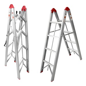 Deliladder Compact <span class=keywords><strong>3</strong></span>/4/5 <span class=keywords><strong>marches</strong></span> en aluminium cadre portable certifié CE bâton échelle anti-dérapant pédale hauteur accessible - Product Image 2