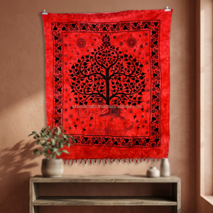 Elefante rojo de Mandala indio grande con tapiz de árbol Colgante de pared decorativo - Product Image 3
