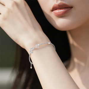 Bán buôn S925 Sterling Silver bạc pháp openwork bướm Vòng đeo tay với Zirconia sang trọng Bướm trang sức - Product Image 3