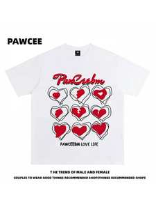 T-Shirt Coordinata per Coppie Pawcee Vestibilità Comoda Manica Corta Casual per Tutte le Stagioni Collo Tondo 100% Cotone Lavabile in Lavatrice Outfit Unisex - Product Image 1