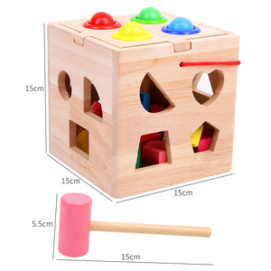 Meilleure vente classique Montessori enfants en bois forme géométrique trieur boîte éducatif Cube blocs de construction jouets assortis - Product Image 2