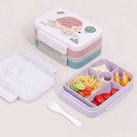 Collection Bébé - Boîte à lunch bento en silicone sans BPA, chauffable, anti-fuite, avec compartiments et couvercle en plastique pour les repas des enfants