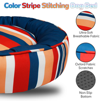 Neu Eingetroffenes Designer Premium Gestreiftes Donut-Bett Waschbar Kauresistent Umweltfreundlich Maßgefertigtes Hunde- & Katzenbett Box-Verpackung Luxuriös für den Innenbereich