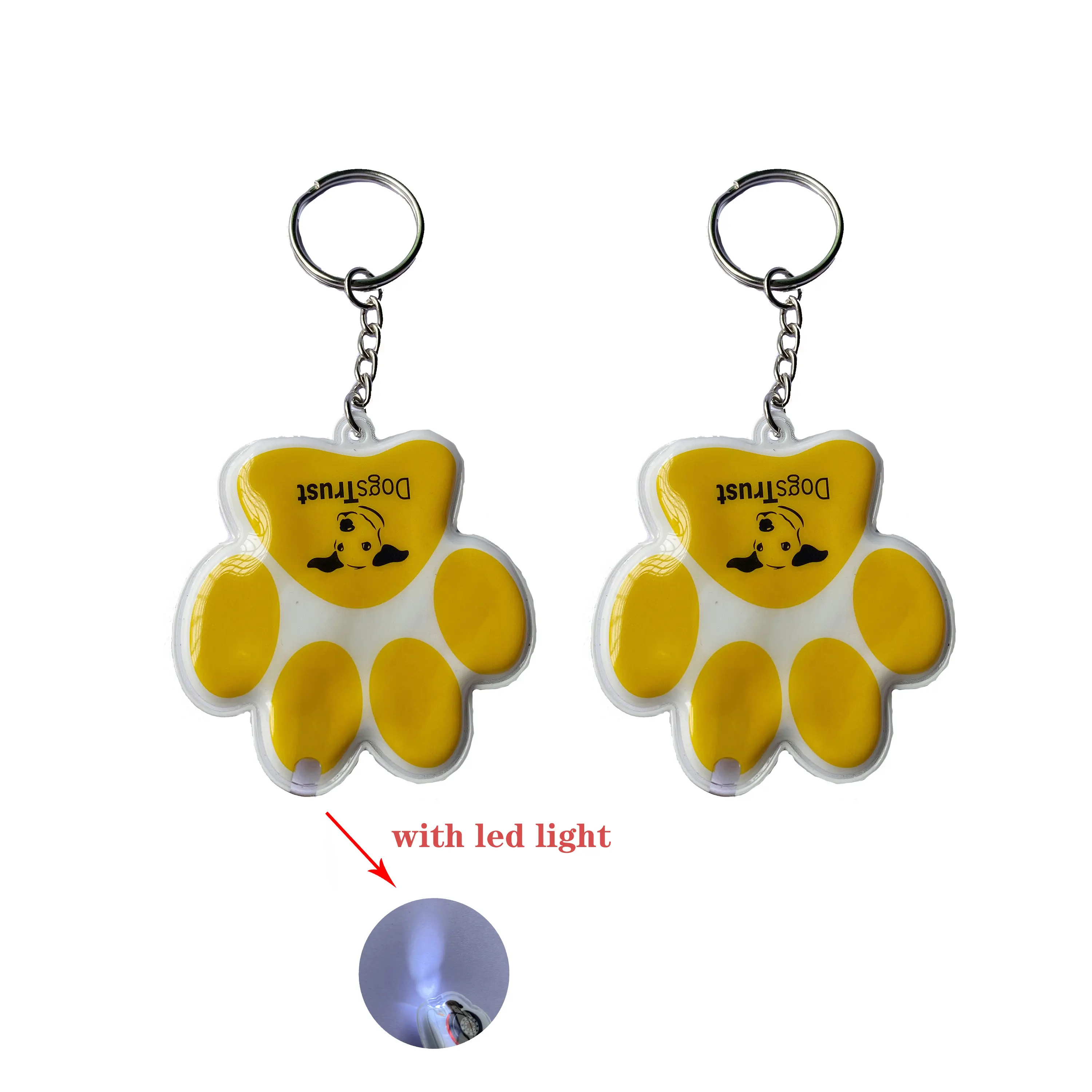2020 Günstige Hunde form Benutzer definierte Gummi 2D Soft Pvc Led Light Schlüssel bund Schlüssel halter für Werbezwecke