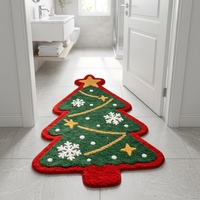Tapis touffeté en forme de sapin de Noël, flocon de neige, absorbant, antidérapant, lavable en machine, moelleux, pour chambre à coucher, décoration de Noël, tapis de sol