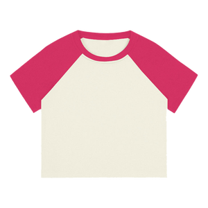 CB117-QLRL Ropa Urbana Personalizada con Estampado Gráfico para <span class=keywords><strong>Mujer</strong></span>, Top Corto de Color Sólido con Mangas Raglán - Product Image 2