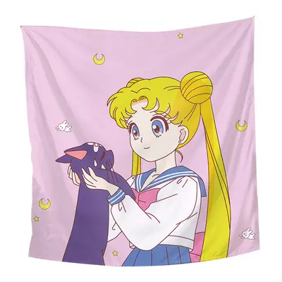 Macrame Kawaii Fairy Anime Wall Hanging Tapestry Cute Sailor Moon Room College Dorm Art Decor Tapestry Outdoor Activity Blankets