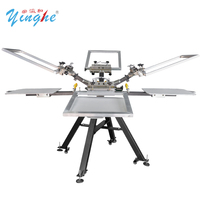Máquina de Serigrafía Manual Yinghe de 6 Estaciones, Nueva Construcción Totalmente Metálica, Pulverización Electrostática Avanzada