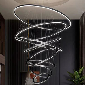 โคมไฟเพดานห้องนั่งเล่น โมเดิร์น แสงหลัก สไตล์มินิมอล ให้ความรู้สึกหรูหรา เหมาะสำหรับวิลล่า อพาร์ทเมนต์ ดูเพล็กซ์ ล็อบบี้ โคมไฟระย้าทรงวงแหวน - Product Image 3