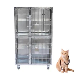 Guangzhou Veterinary Pet Cages Animal Hospital Cat Dog Crates Modular Stainless Steel Cat Cage
