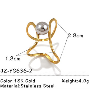 18K Vergoldeter Edelstahlring, Nicht Verblassender Geometrischer Modischer <span class=keywords><strong>Ring</strong></span>, Verstellbarer Öffnungsring, Wasserfester Schmuck für Frauen, Geschenk - Product Image 6