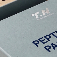 Boîte rigide en carton personnalisée avec couvercle et base bleus pour flacons de peptides, 6 flacons, doublure en éponge, impression offset, soins personnels