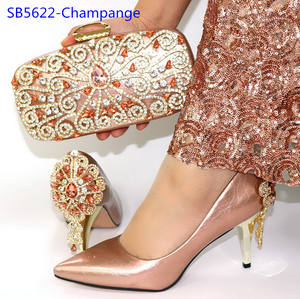 Conjunto de <span class=keywords><strong>zapatos</strong></span> y bolsos africanos de champán de último diseño, <span class=keywords><strong>zapatos</strong></span> nigerianos de moda y bolso a juego - Product Image 1