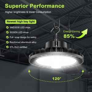 High Bay Lighting 150W-500W 3Power & 3CCT Adjustable <b>LED</b> UFO High Bay <b>Light</b> 150lm/w IP65 Waterproof Industrial Warehouse - Product Image 5