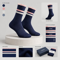 Chaussettes de sport en coton peigné et élasthanne à bord festonné, motif rayures club, respirantes, ajustement confortable, avec logo, format pack, échantillon, avis