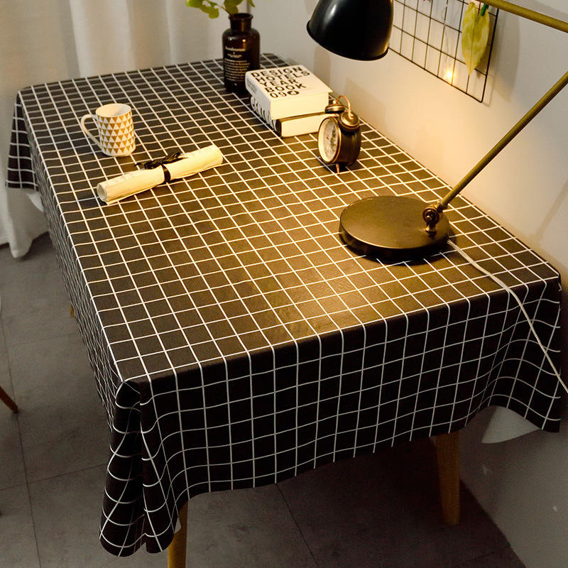 ตารางลายใหญ่สีน้ำเงินเข้ม กันน้ำมันและไม่ต้องซัก