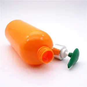 Orange runde Körper wasch pumpen flaschen Plastik dusch gel press flasche mit Pumpe 500ml