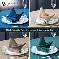 Serviettes carrées décoratives personnalisables en coton et lin de style européen, faites à la main, pliables, teintes unies, pour hôtels, restaurants et banquets