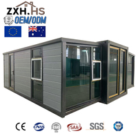 Maison préfabriquée pliable en conteneur, avec structure en acier profilé, type cabane stable