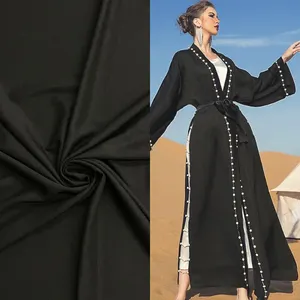 Noir été léger femmes couture dubai coréen nida 100% polyester crêpe nada zoom musulman abaya tissu