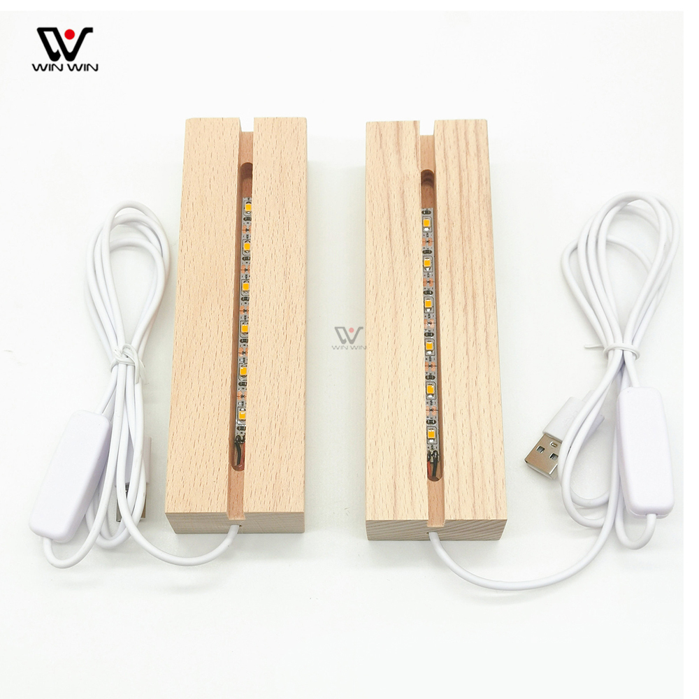 2021 Australia Hot Selling Customized DIY Rectangle Original Wooden Base for Acrylic Plate LED Night Light