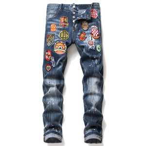 Novedad de verano 2025, pantalones vaqueros para hombre, pantalones vaqueros de talla grande para hombre, vaqueros de calidad con parches bordados - Product Image 1