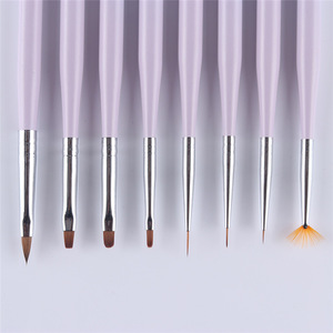 Petite Nylon Nail Art UV Gel Brush Fan Shape Powder Shaking Pen Flat Liner for Crystal Flower Drawing - Product Image 3