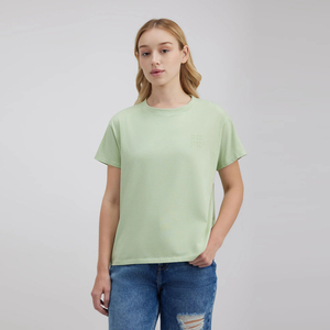 Ropa Casual de Verano para Exportación al por Mayor, Camiseta de Cuello Redondo para Mujer, 100% Algodón, Apliques, Tela Ligera, Manga Corta - Product Image 1
