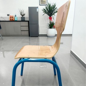 เก้าอี้โรงเรียน เบาะไม้ โครงเหล็ก สีฟ้า ทนทาน สำหรับเด็กนักเรียน - Product Image 3