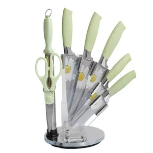 7pc Ceramic Coated Cutlery Set in Acrylic Block