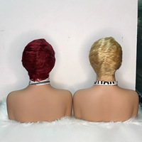 Perruque courte en cheveux humains Remy brésiliens à 100 %, coupe pixie avec frange, perruque courte fabriquée à la machine pour femmes