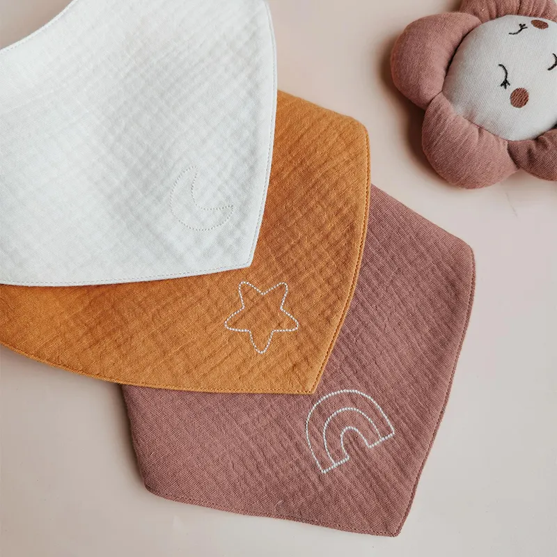 3 pz/set cotone organico stampa bavaglini per l'alimentazione del bambino asciugamano da bagno fazzoletto per bambini