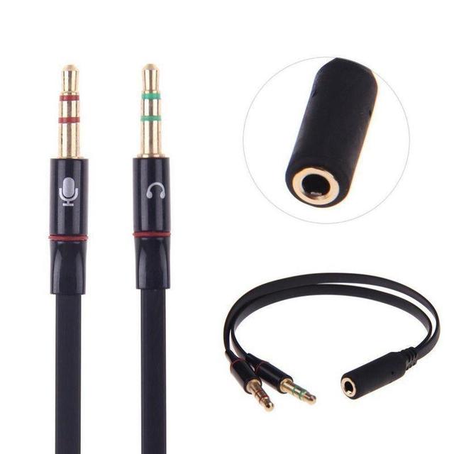 Headphone Splitter for Computer 3.5 mm Stereo Audio Y-Splitter 2 Female to 1 Audio Mic Y Splitter Cable for Earphone Headphone
