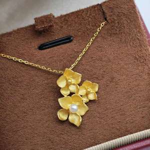 UM Jewelry 925 Silver Gold Plated Flower Shape Minimalist Pendant <b>Necklace</b> Natural Freshwater Pearl Unisex Wedding Party Gift - Product Image 3