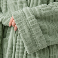 Peignoir en tissu éponge de coton, style kimono, col bleu, super doux et chaud, pour les voyages et les centres de villégiature, avec ceinture, pour femmes, fournisseur