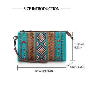 Sac à main long géométrique style bohème pour femme, collection transfrontalière 2026, portefeuille vintage européen et américain avec fermeture éclair antivol pour le travail et les trajets quotidiens - Product Image 1