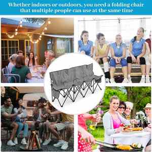 Banc de football portable 4 places en fer et tissu Oxford, pliable, avec poches de transport, pour sports d'équipe, camping, extérieur, plage, école, mobilier, 150 kg - Product Image 6