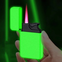 Briquet en métal en gros d'usine, flamme rouge, briquet gonflable, briquet au butane personnalisé au laser