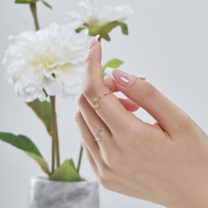 Dylam Fashion Women Fine Jewelry S925 <b>Silver</b> 18K Gold Plated Diamond Chain Heart Minimalist <b>Adjustable</b> 5A CZ Cubic Zirconia <b>Ring</b> - Product Image 5
