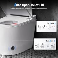 Toilette intelligente moderne à poser au sol avec télécommande, siège chauffant en céramique, cuvette allongée, toilette électrique monobloc intelligente
