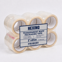 Lot de 12 rubans adhésifs transparents en BOPP de 2 pouces x 65 m pour la fermeture de cartons robustes avec adhésif de qualité cristalline