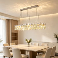 Lustre de restaurant en cristal de luxe, luminaire LED pour villa, salon, bar, comptoir, lampe suspendue à intensité variable pour la maison